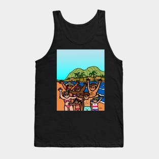 Group of diversity people on tropical beach island summer vacation Tank Top